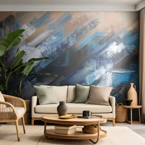 Fototapeta Samolepicí Deluxe Sticker - Na modrém úkosu - Kus, Abstrakce, Barvy - 150x105 cm