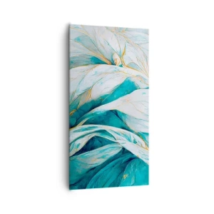 Obraz na plátně - Modrá abstrakce se zlatým motivem - 65x120 cm