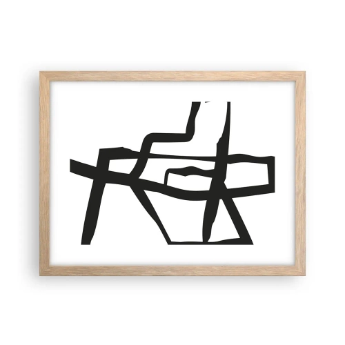 Plakát v rámu světlý dub - Černobílá konstrukce - 40x30 cm