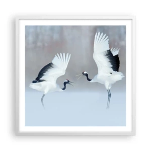 Plakát v bílém rámu - Tanec v mlze - 60x60 cm