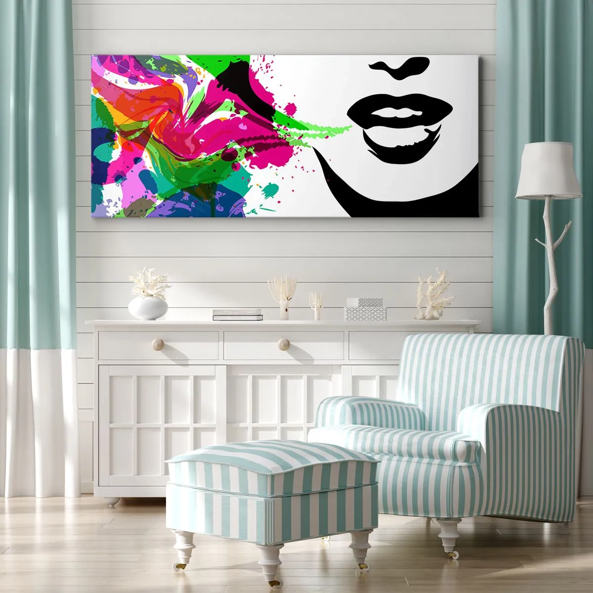 Obraz na plátně - Vyprávění v barvách duhy - 140x50 cm