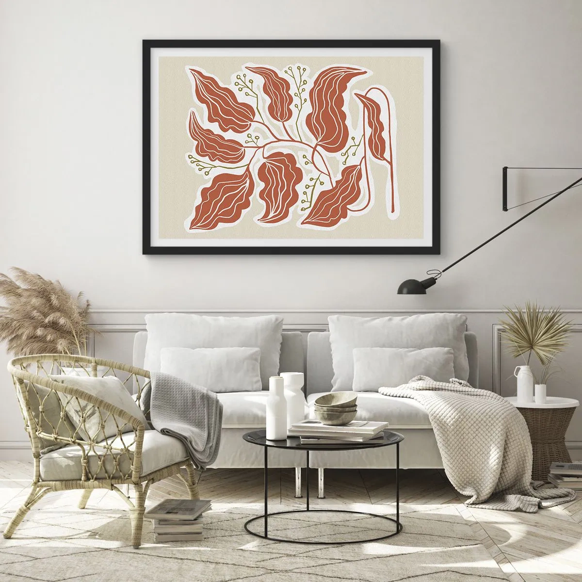 Plakát v černém rámu - Lidově a korálově - 70x50 cm