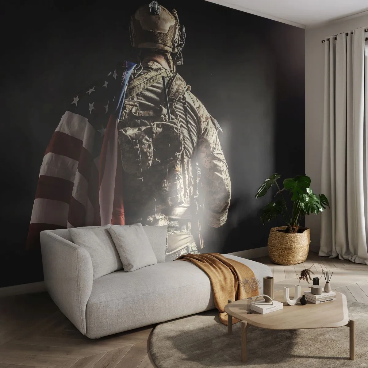 Fototapeta Samolepicí Deluxe Sticker - Právě proto - Voják, Americká vlajka, Komando - 250x175 cm
