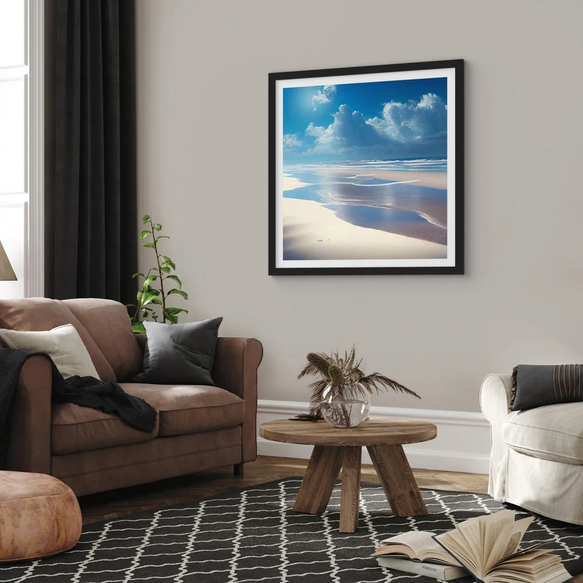 Plakát v černém rámu - Dovolená v ráji - 40x40 cm