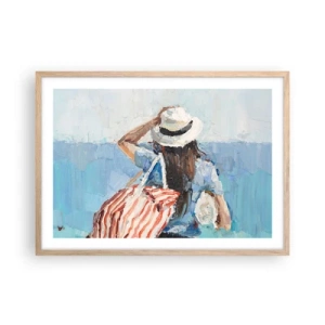 Plakát v rámu světlý dub - Vítej na dovolené - 70x50 cm