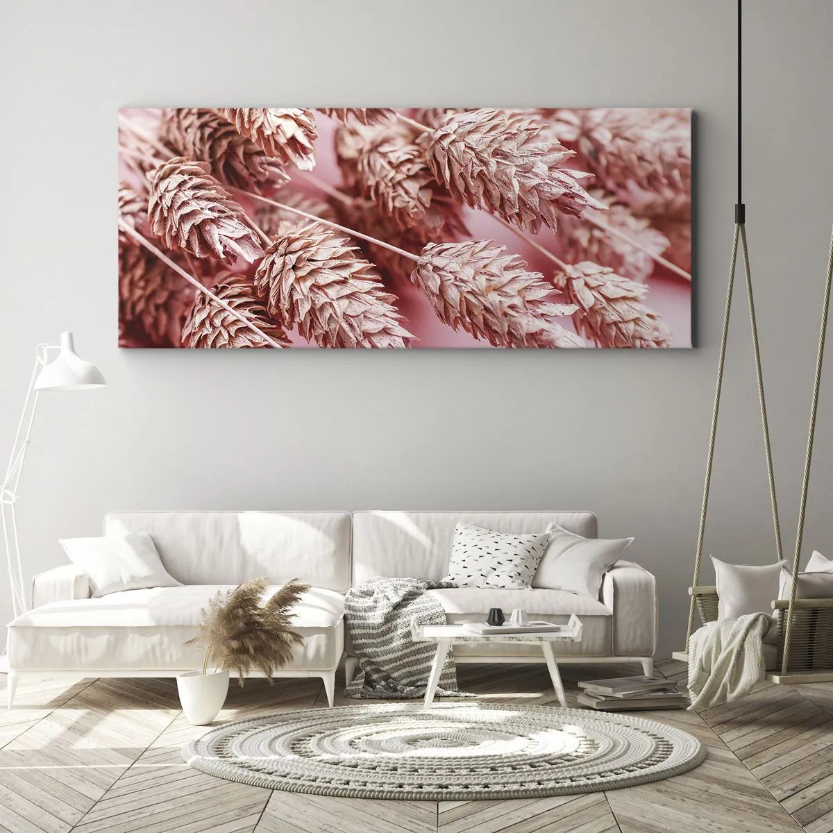 Obraz na plátně - Květinová kaskáda v růžové - 100x40 cm