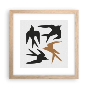 Plakát v rámu světlý dub - Vlaštovky - 30x30 cm