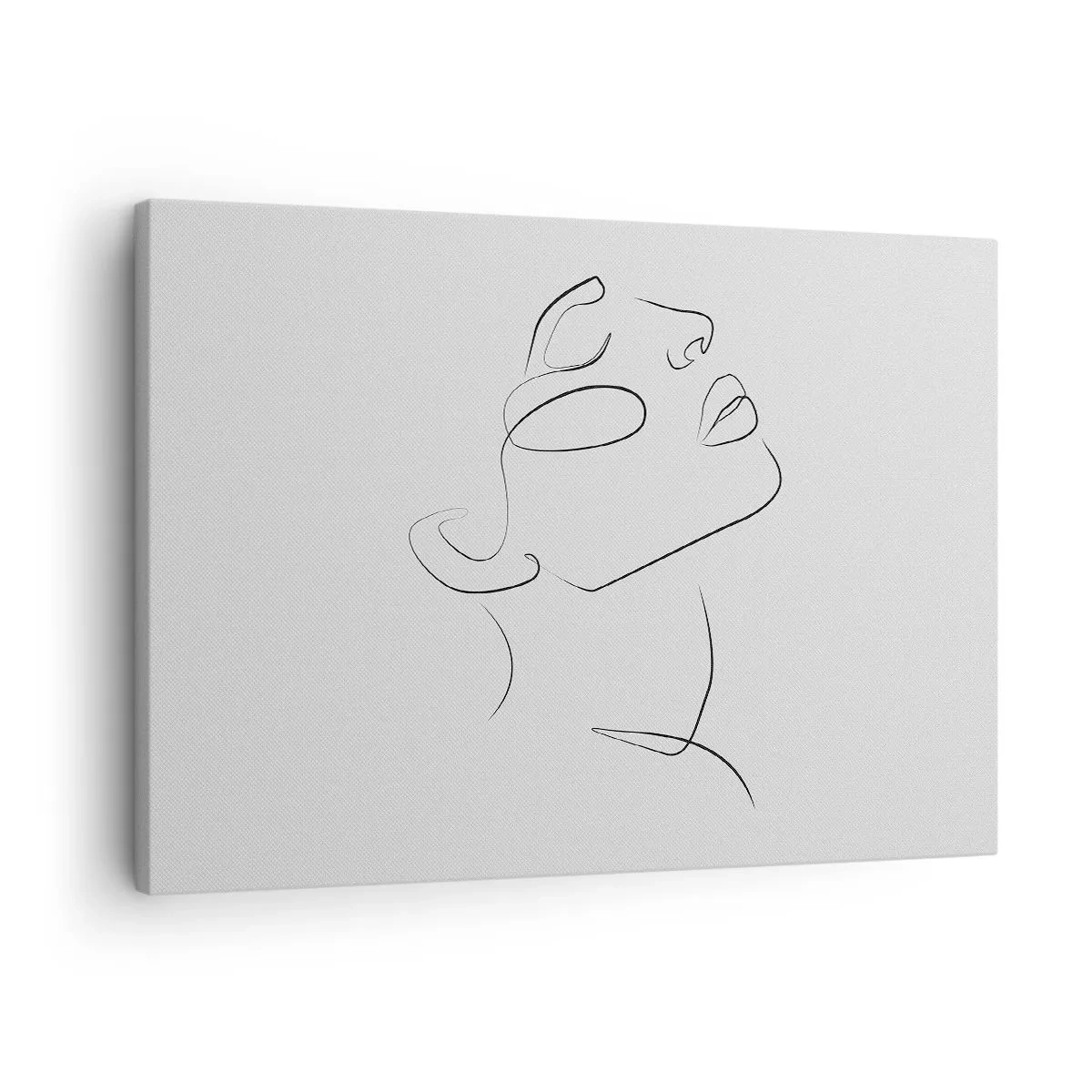Obraz na plátně - Minimalistická skica ženské tváře z profilu. - 70x50cm - Meandry snu - Moderní nástěnná dekorace do obývacího pokoje a ložnice ARTTOR
