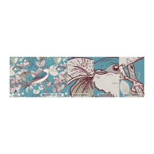 Vzor Fototapety Premium Sand - Na bílém stromě ptáci a stříbrné listí - Abstrakce, Polykat, Pták - 100x30 cm