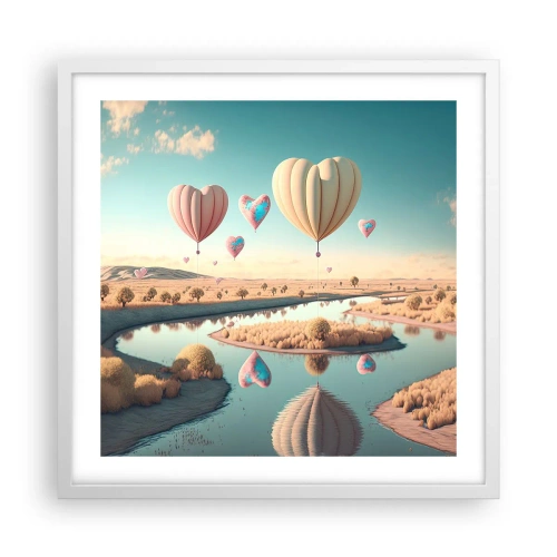 Plakát v bílém rámu - Láska tě nechá vzlétnout - 50x50 cm