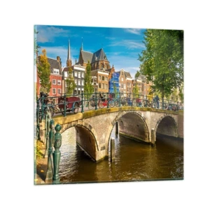 Obraz na skle - Jaro u kanálu - 30x30 cm