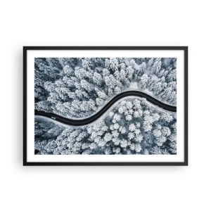 Plakát v černém rámu - Zimním lesem - 70x50 cm