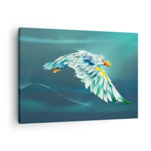 Obraz na plátně - Abstraktní orel za letu proti tyrkysové obloze - 70x50cm - Orlí síla tvých letů - Moderní nástěnná dekorace do obývacího pokoje a ložnice ARTTOR