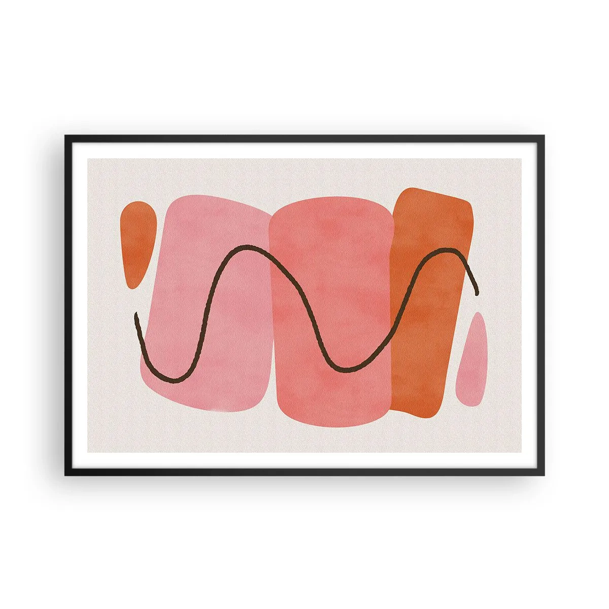 Plakát v černém rámu - Jemný pohyb forem - 100x70 cm