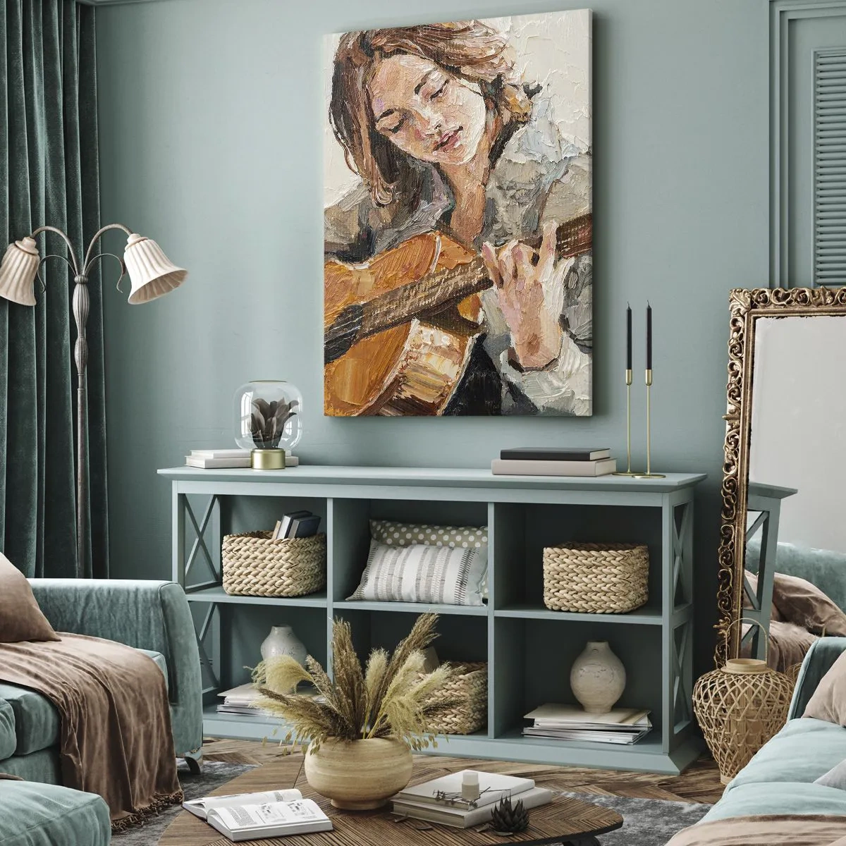 Obraz na plátně - Koncert pro kytaru a dívčí srdce - 50x70 cm