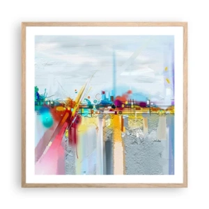Plakát v rámu světlý dub - Most radosti nad řekou života - 60x60 cm