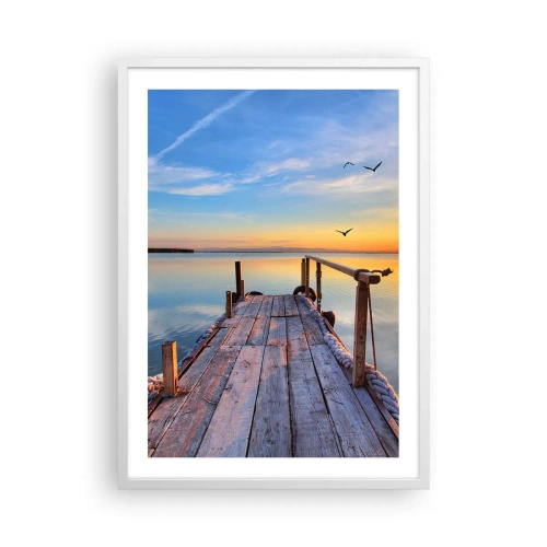 Plakát v bílém rámu - Jít před sebe směrem ke slunci - 50x70 cm