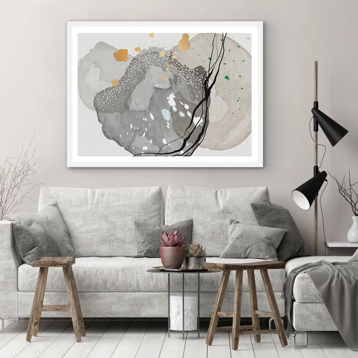 Plakát v bílém rámu - Organická kompozice - 91x61 cm