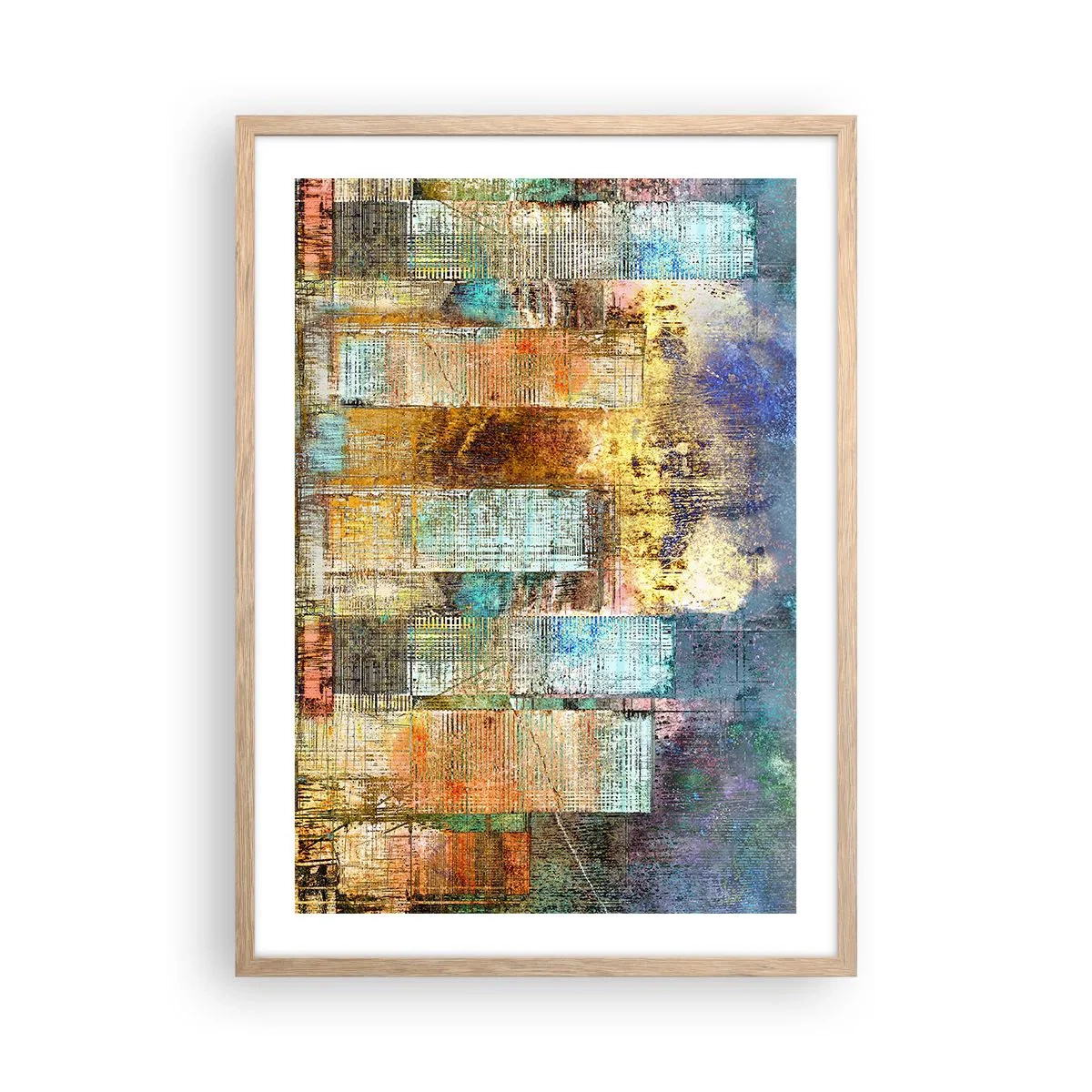 Plakát v rámu světlý dub - Prosluněná metropole - 50x70 cm