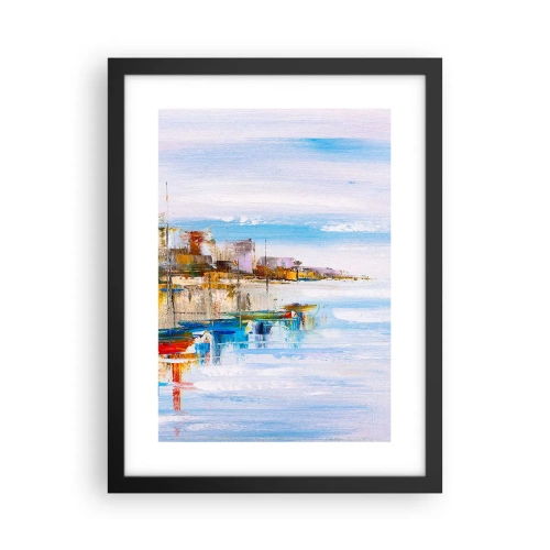 Plakát v černém rámu - Vícebarevný městský přístav - 30x40 cm