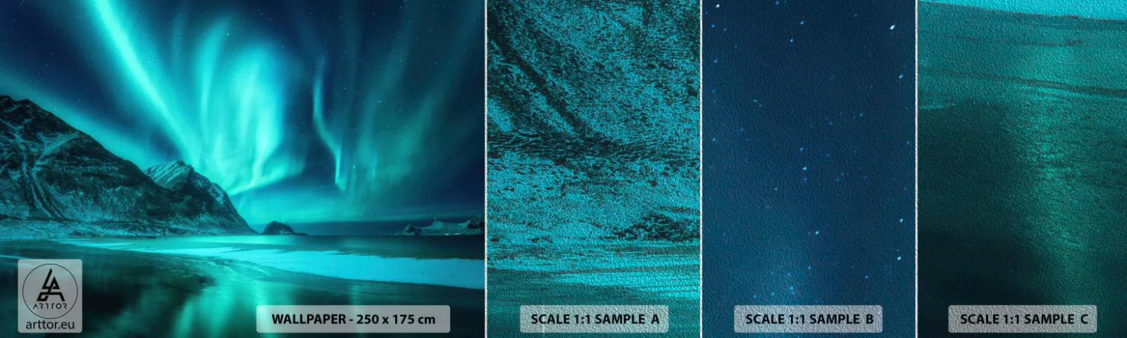 Vzor Fototapety Premium Sand - Divy severu - Krajina, Severní pól, Severní polární záře - 100x30 cm