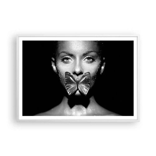 Plakát v bílém rámu - Motýlí polibek - 100x70 cm