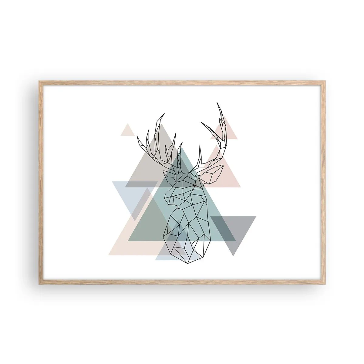 Plakát v rámu světlý dub - V geometrickém lese - 100x70 cm