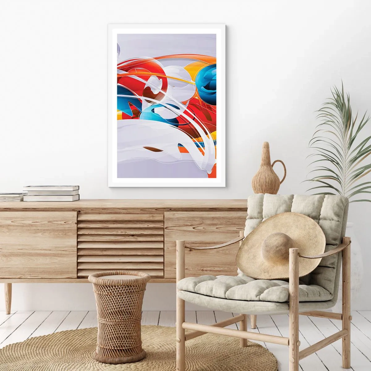 Plakát v bílém rámu - Tanec živlů - 70x100 cm