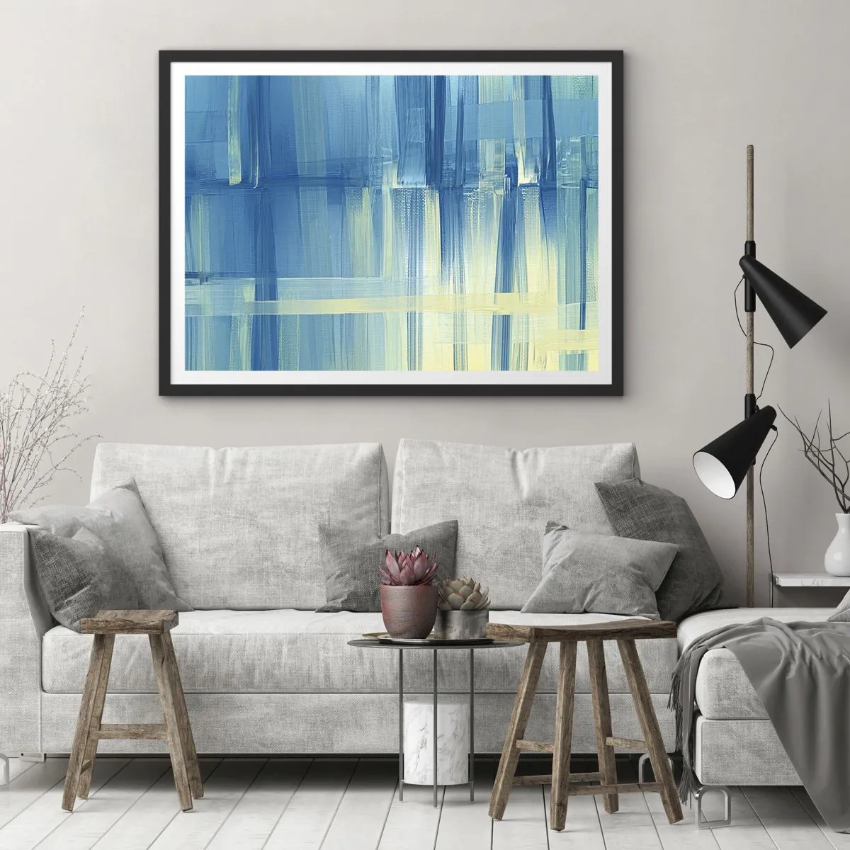 Plakát v černém rámu - Kompozice v tyrkysu - 50x40 cm