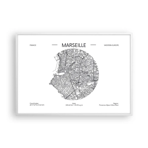 Plakát v bílém rámu - Anatomie Marseille - 100x70 cm