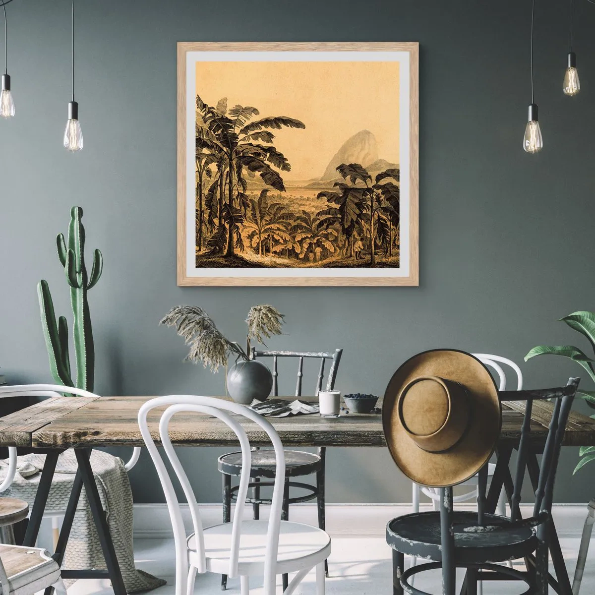 Plakát v rámu světlý dub - V koloniálním stylu - 40x40 cm