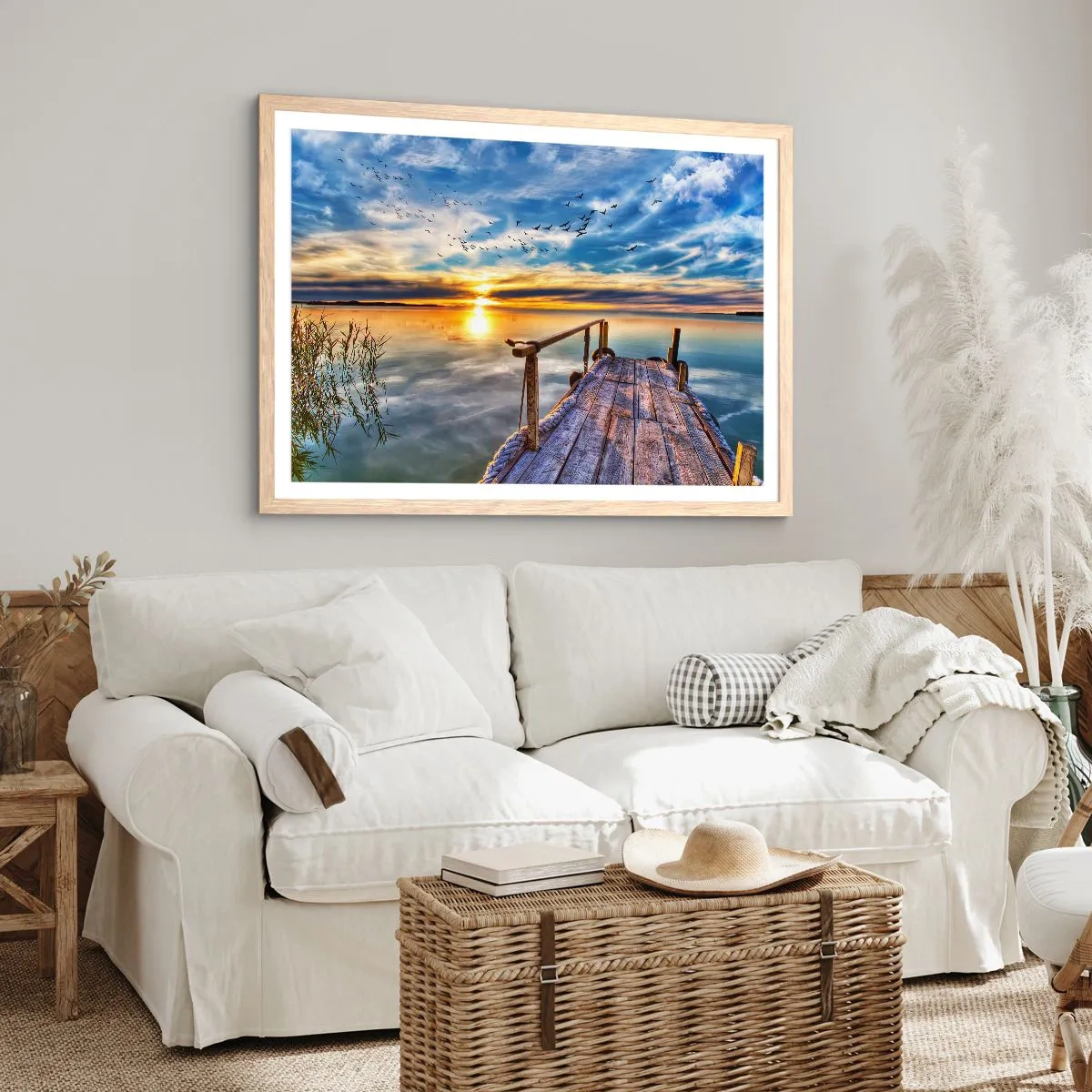 Plakát v rámu světlý dub - Vítr jde odpočívat - 70x50 cm