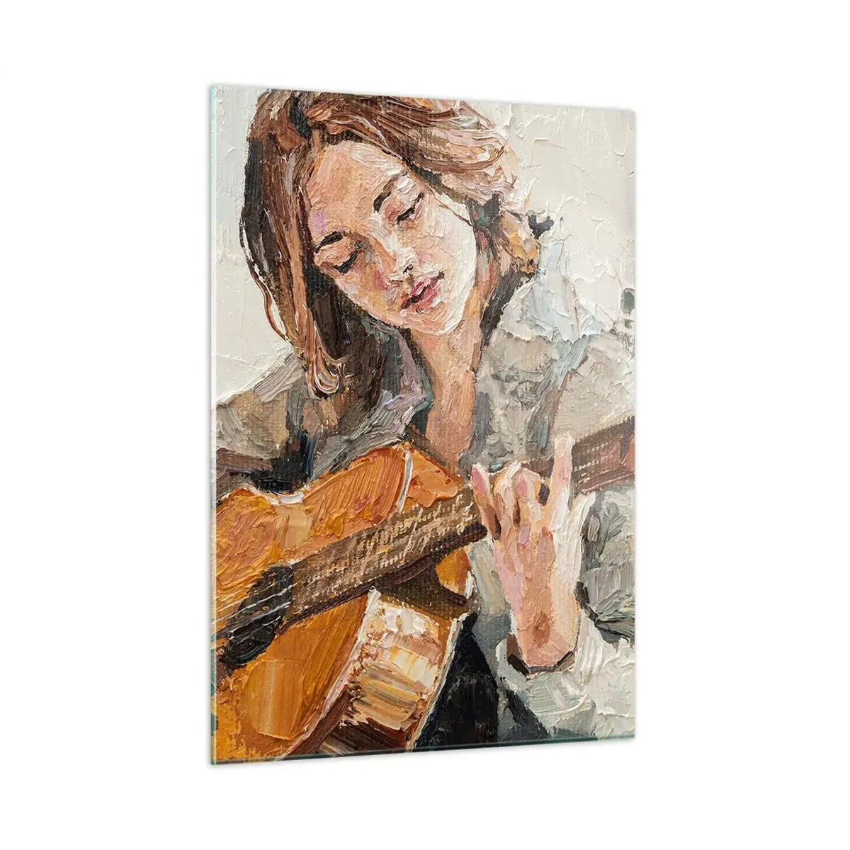 Obraz na skle - Koncert pro kytaru a dívčí srdce - 50x70 cm