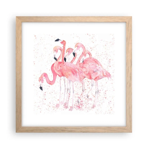 Plakát v rámu světlý dub - Růžový ansámbl - 30x30 cm