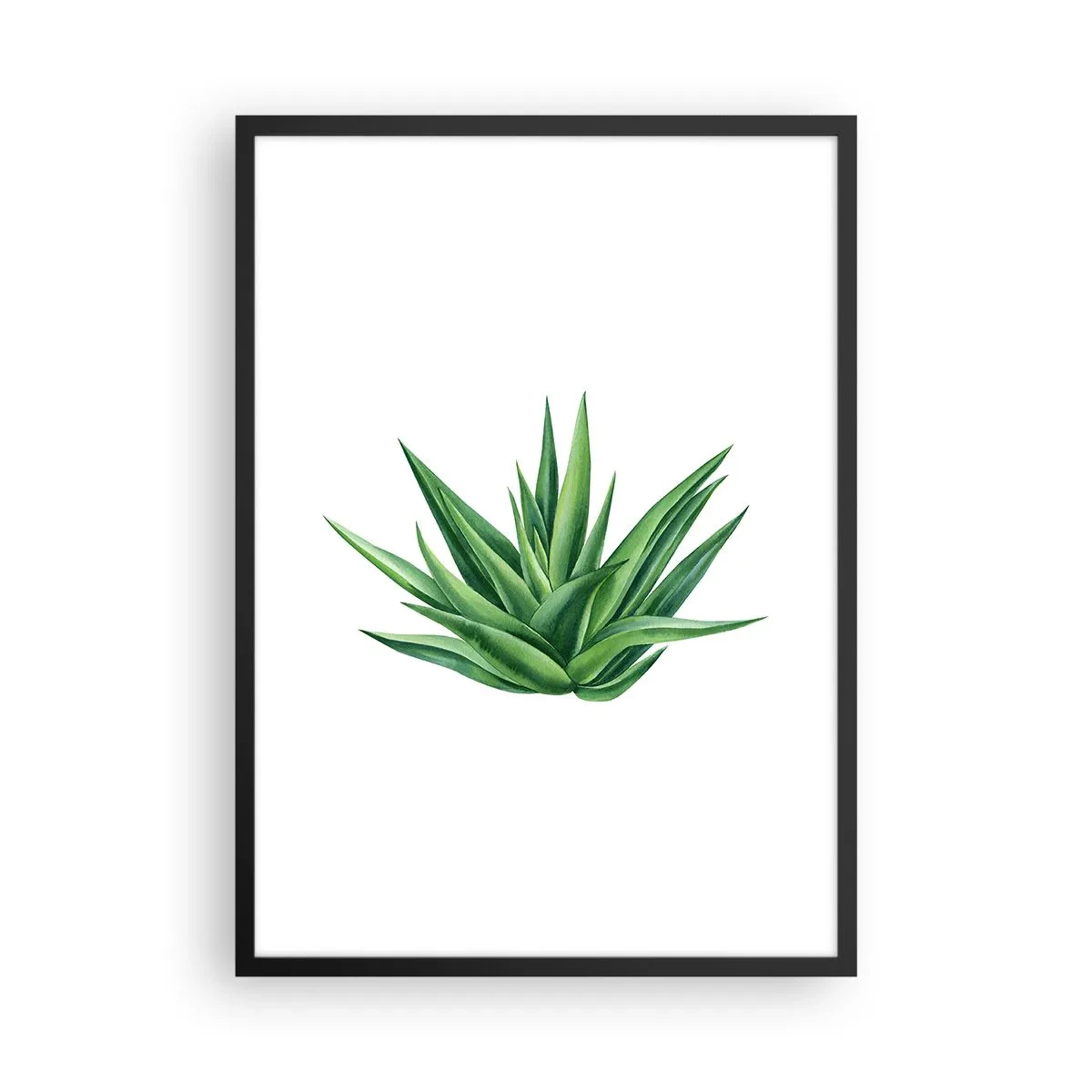 Plakát v černém rámu - Minimalistická ilustrace zelené rostliny - 50x70cm - Zelená – síla – život - Moderní nástěnná dekorace do obývacího pokoje a ložnice ARTTOR