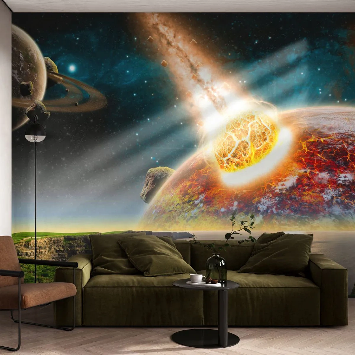 Fototapeta Samolepicí Deluxe Sticker - Vesmírné drama - Abstrakce, Krajina, Kosmos - 250x175 cm