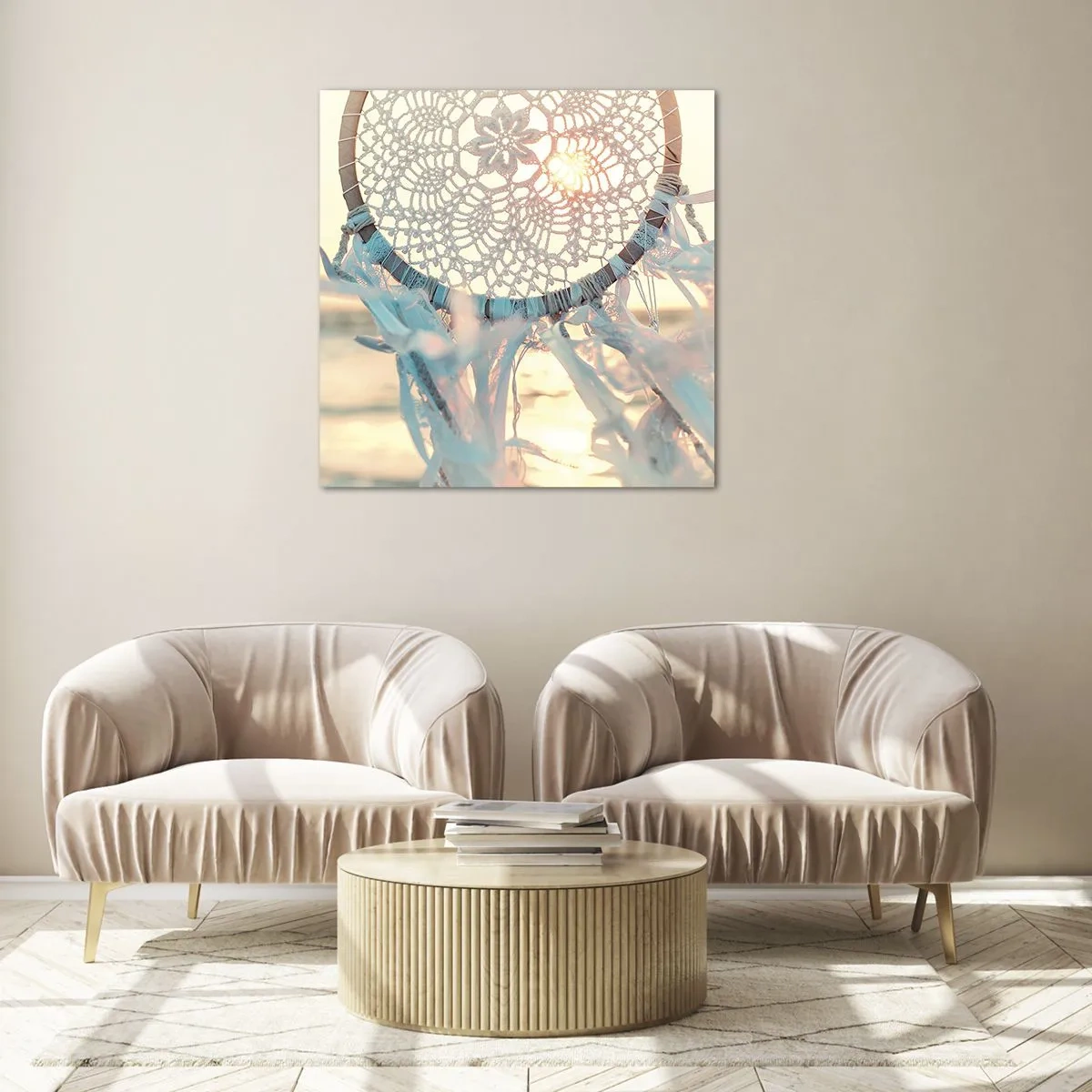 Obraz na skle - Krajkový totem - 70x70 cm