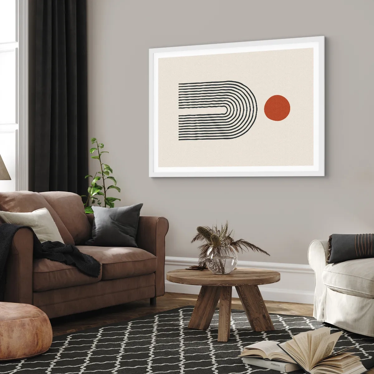 Plakát v bílém rámu - Magnetismus tvarů a barev - 100x70 cm