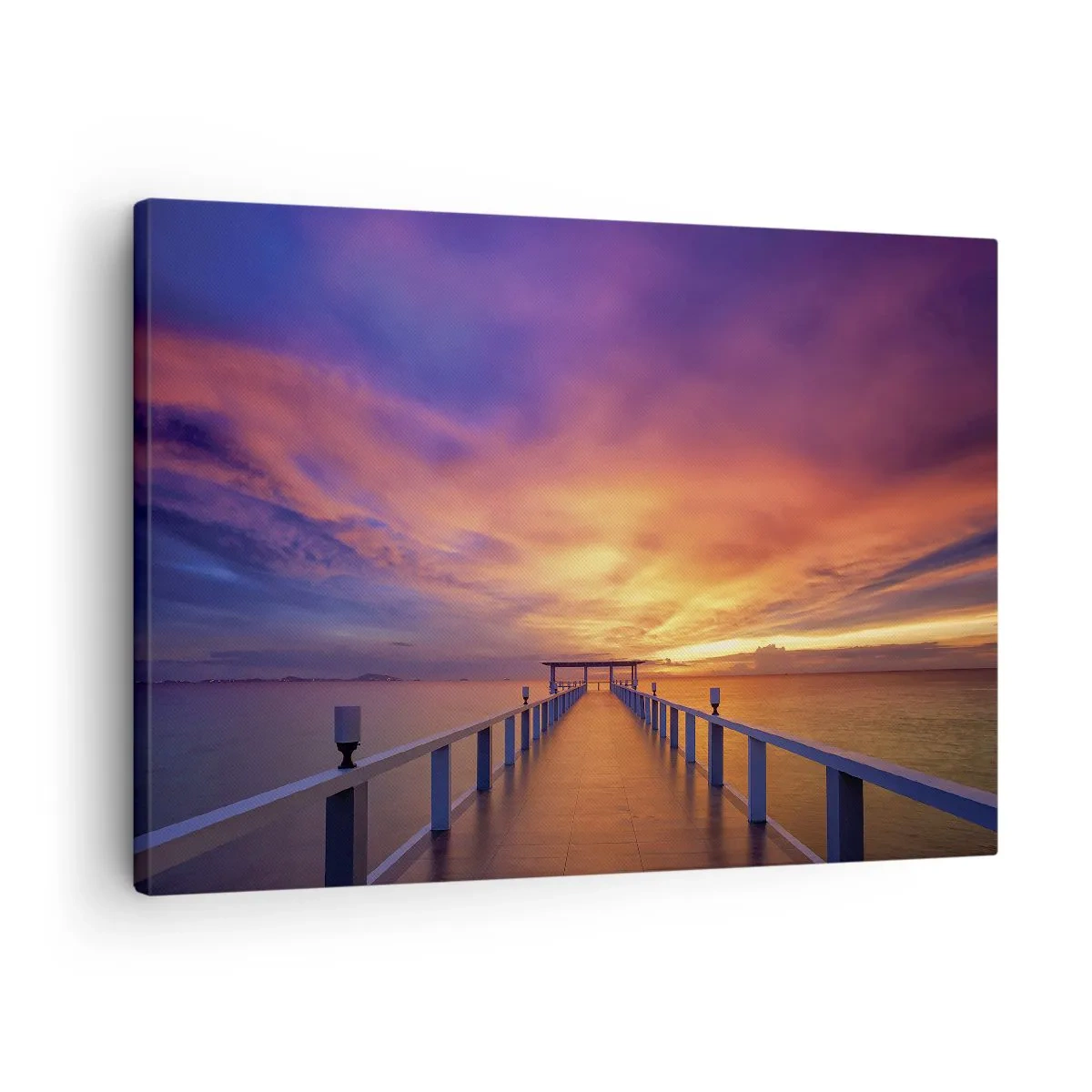 Obraz na plátně - Molo vedoucí k moři při západu slunce - 70x50cm - Bez konce - Moderní nástěnná dekorace do obývacího pokoje a ložnice ARTTOR