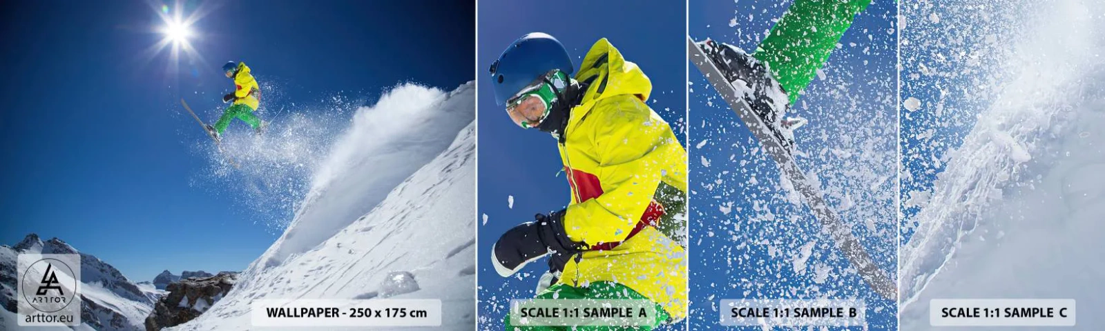 Fototapeta Vzorek Standard Eco - Tančící s horami - Sport, Lyžování, Zima - 100x30 cm