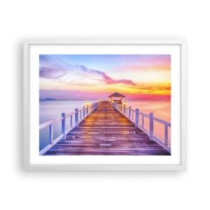 Plakát v bílém rámu - Liliově-zlaté ticho večera - 50x40 cm