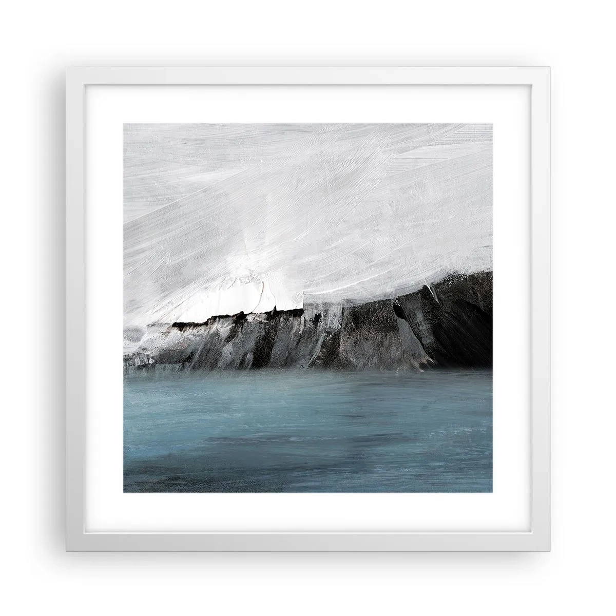 Plakát v bílém rámu - Voda – země: střet živlů - 40x40 cm