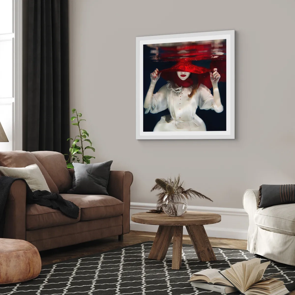 Plakát v bílém rámu - Divoženka - 60x60 cm