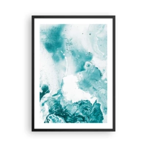 Plakát v černém rámu - Tyrkysová abstrakce s dynamickými detaily - 50x70cm - Povodí modré - Moderní nástěnná dekorace do obývacího pokoje a ložnice ARTTOR