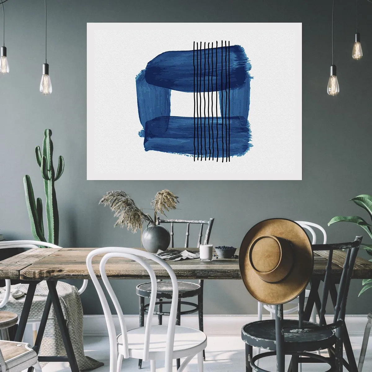 Plakát - Modročerná kompozice - 100x70 cm