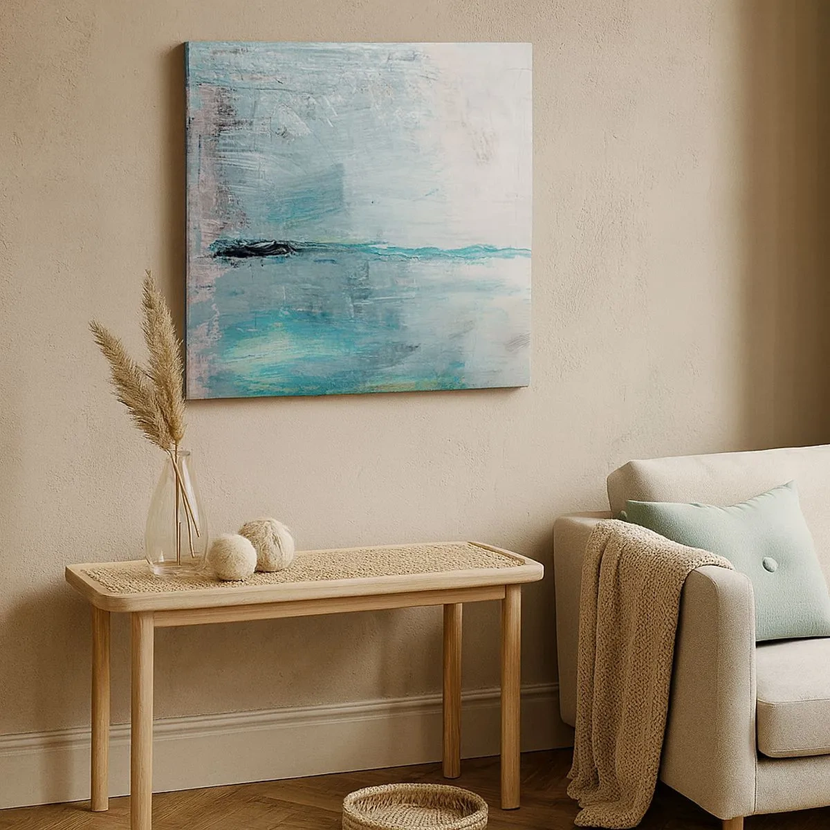 Obraz na plátně - Horizontálně v modři - 30x30 cm