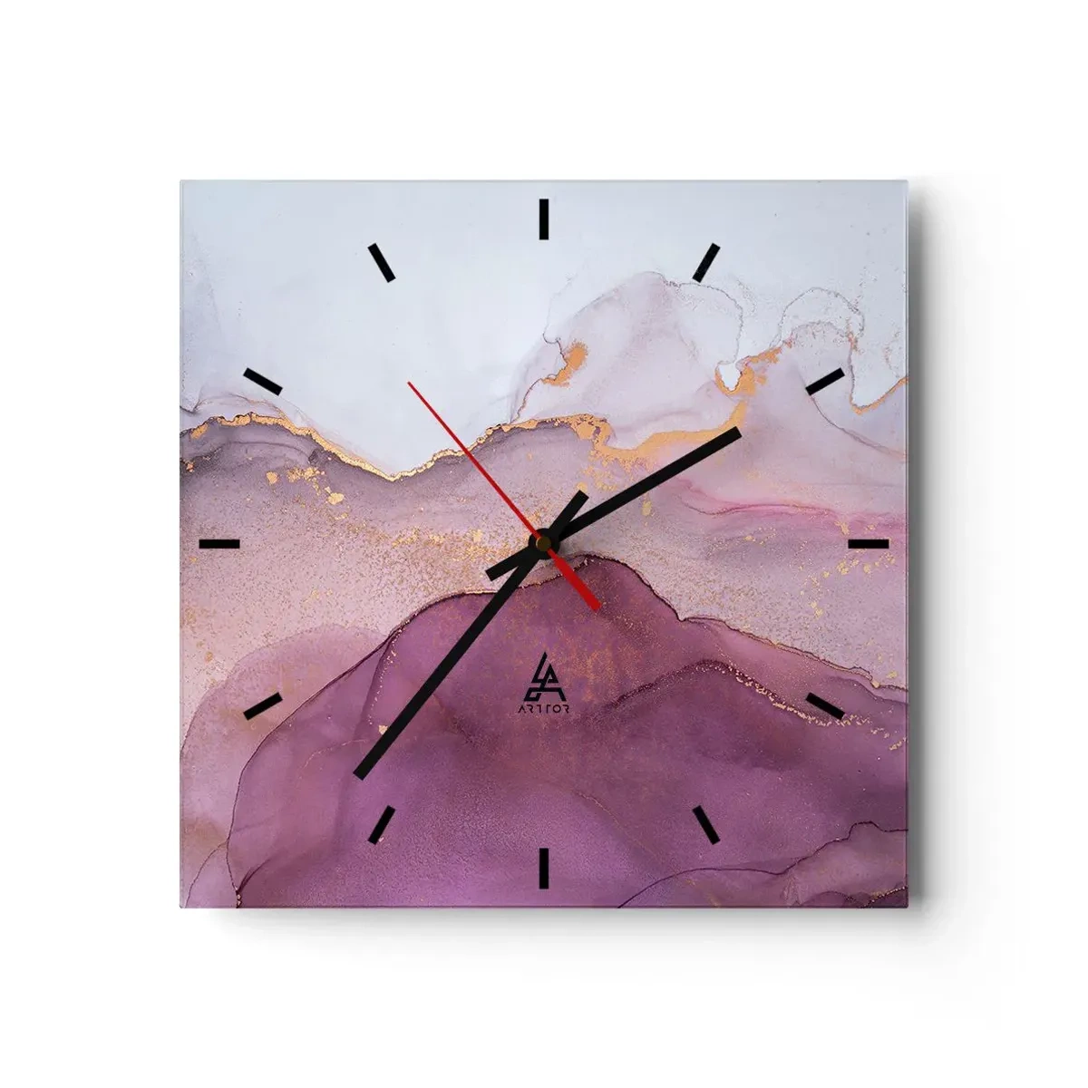 Nástěnné hodiny - Fialové a lilové vlny - 40x40 cm