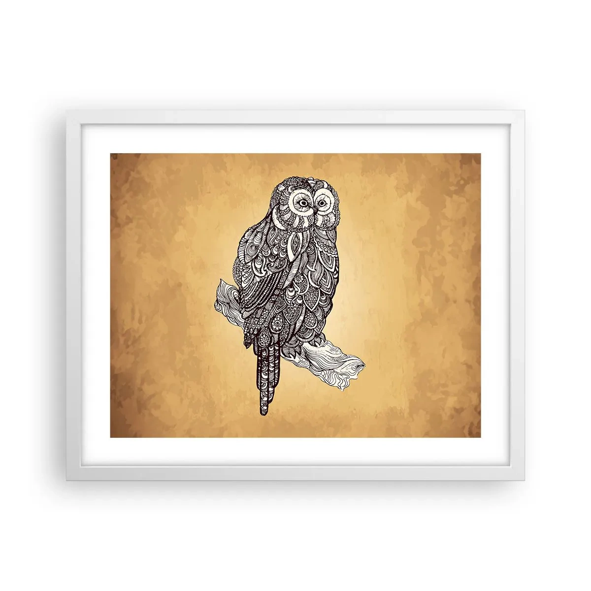 Plakát v bílém rámu - Mistrovské ornamenty moudrosti - 50x40 cm
