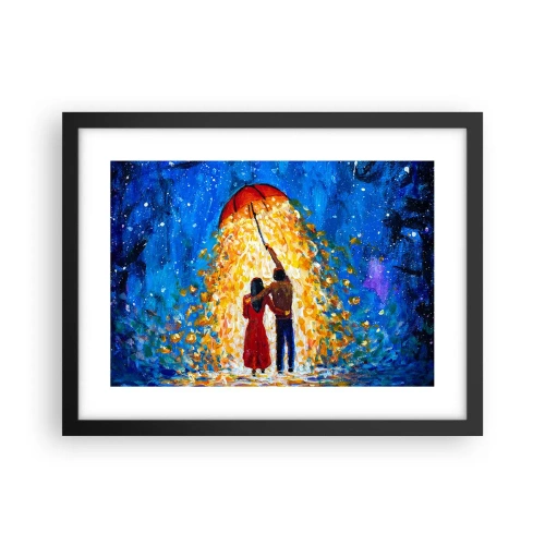 Plakát v černém rámu - Magie deštivého večera? - 40x30 cm