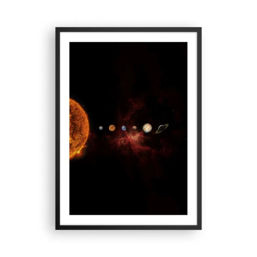 Plakát v černém rámu - Sluneční soustava s planetami na pozadí vesmíru - 50x70cm - Naše čtvrť - Moderní nástěnná dekorace do obývacího pokoje a ložnice ARTTOR